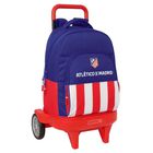 Blue and Red and White Compact Backpack with Wheels